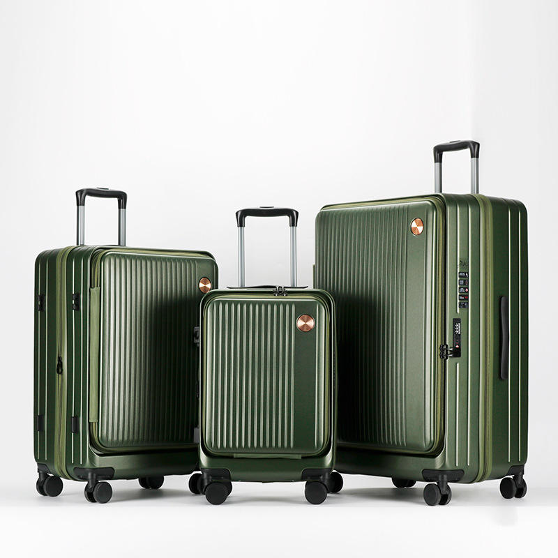 Wholesale Price Green Expansion Large Capacity Three-piece Suitcase Travel Trolley Hand Carry on Travel Luggage 20 24 28inch Set