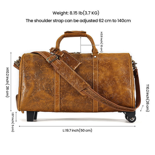 Unisex Vintage Cowhide Genuine Leather Trolley Case Zipper Large Capacity Men's Business Travel Leather Suitcase Bag