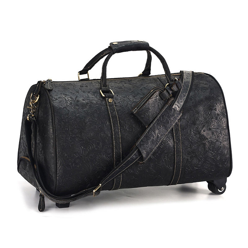 Unisex Vintage Cowhide Genuine Leather Trolley Case Zipper Large Capacity Men's Business Travel Leather Suitcase Bag