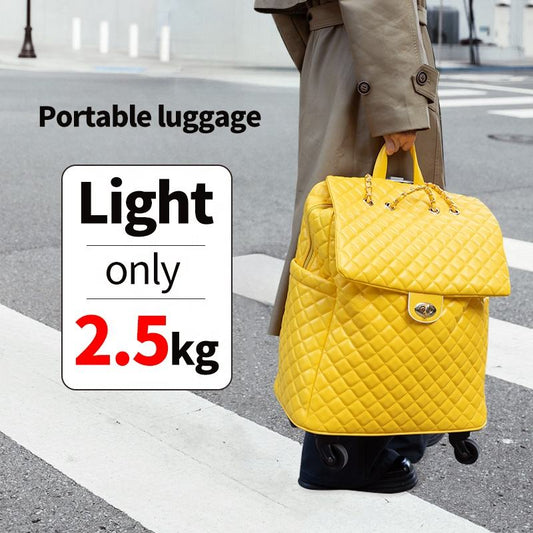 Custom Logo Leather Wheeled Trolley Suitcase Large Capacity Travel Bag Metal Chain Lock Business Carry on Luggage