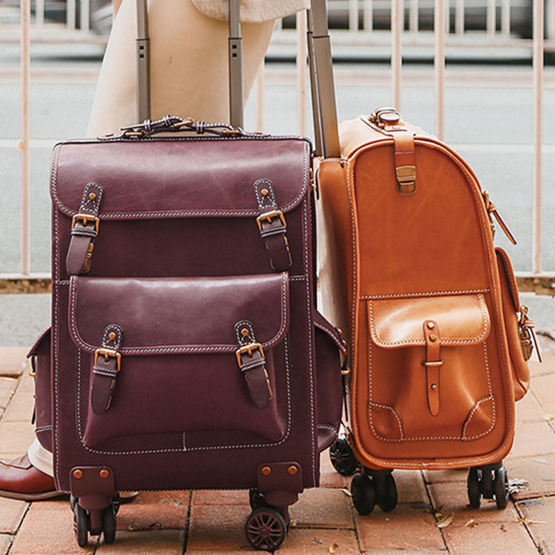 High-end Genuine Leather Suitcase Gift European American Best-selling Style Iightweight Portable Trolley Luggage