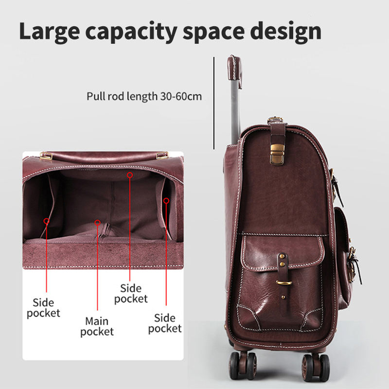High-end Genuine Leather Suitcase Gift European American Best-selling Style Iightweight Portable Trolley Luggage