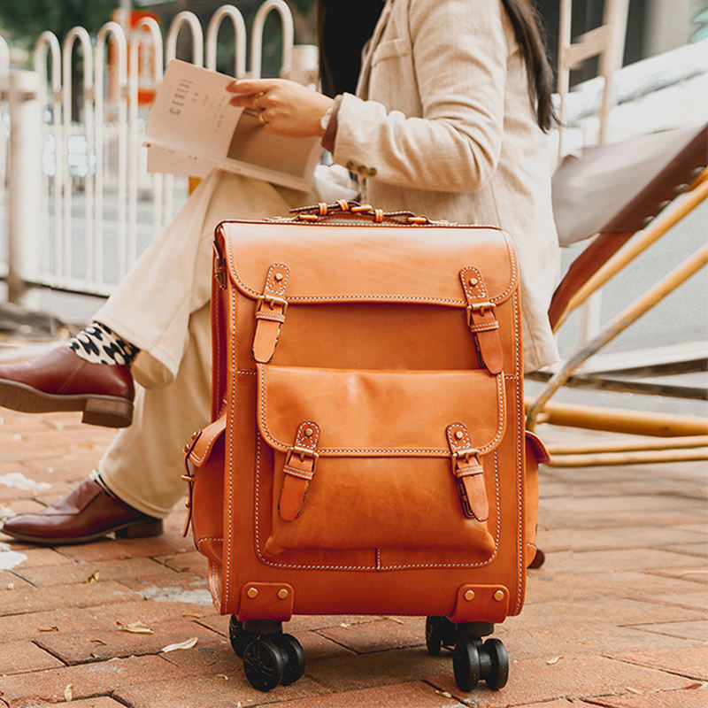 High-end Genuine Leather Suitcase Gift European American Best-selling Style Iightweight Portable Trolley Luggage