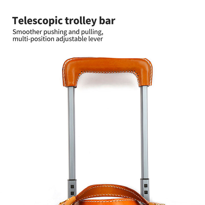 Travel Suitcase Can Be Boarded Suitcase Business Fashion High-end Feel Luggage Solid Color Wear-resistant Genuine Leather