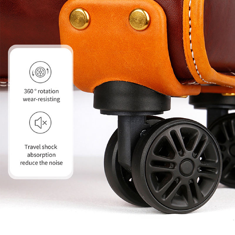 Travel Suitcase Can Be Boarded Suitcase Business Fashion High-end Feel Luggage Solid Color Wear-resistant Genuine Leather