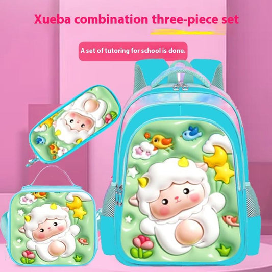 Cute Cartoon Children's Double Shoulder Backpack New Fashionable Cross-Border Elementary School Student Adjustable Polyester