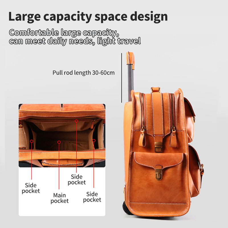 22 Inch Trolley Suitcase with Universal Wheels Large Capacity Business Boarding Case Leather Suitcase