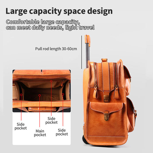 22 Inch Trolley Suitcase with Universal Wheels Large Capacity Business Boarding Case Leather Suitcase