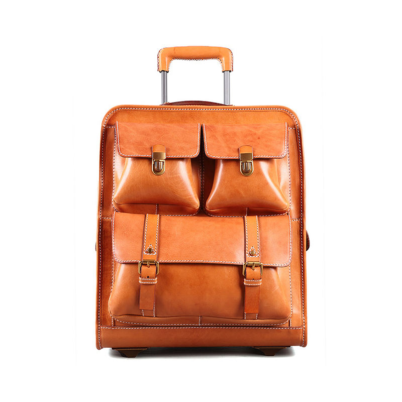 22 Inch Trolley Suitcase with Universal Wheels Large Capacity Business Boarding Case Leather Suitcase